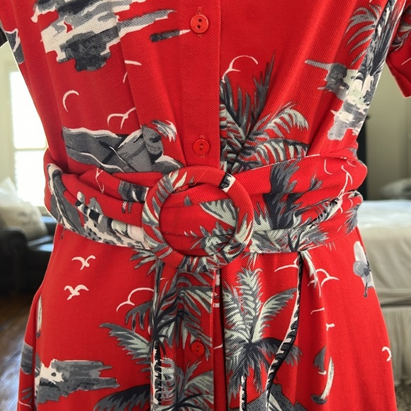 LACOSTE LOVELY RED BELTED POCKET COTTON DRESS SIZE 36 USED LIKE NEW CONDITION - Picture 6 of 11